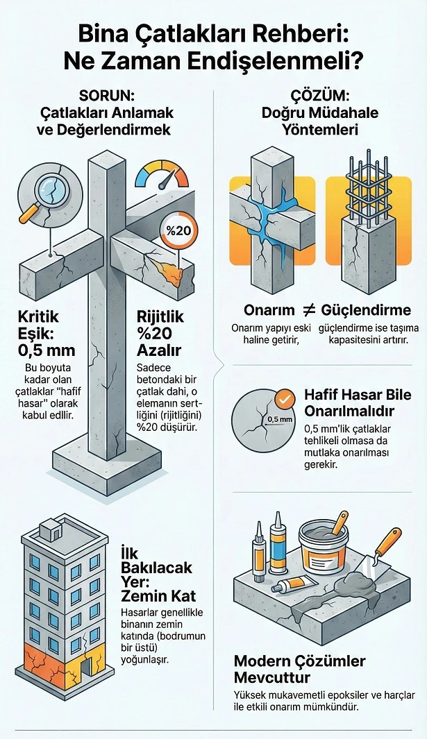Kolon ve Kiriş Birleşim Noktalarındaki Çatlaklar: Tehlike Sınırı ve Onarım Yöntemleri