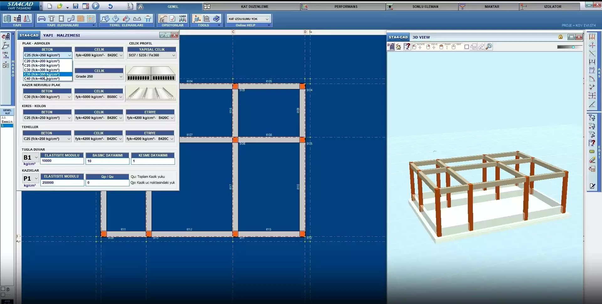 STA4CAD İle Statik Proje Tasarımı ve Performans Analizi