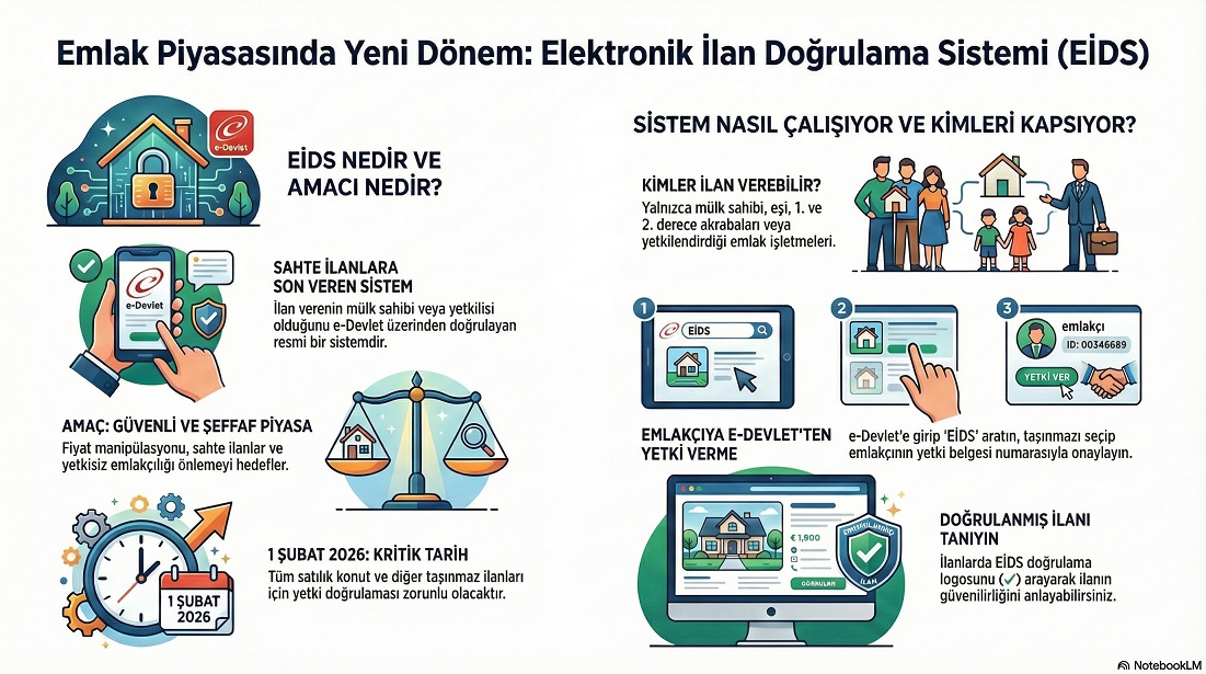 Emlakta Yeni Dönem Başlıyor: 1 Şubat İtibarıyla Satılık Konut İlanlarında EİDS ve e-Devlet Onayı Zorunlu