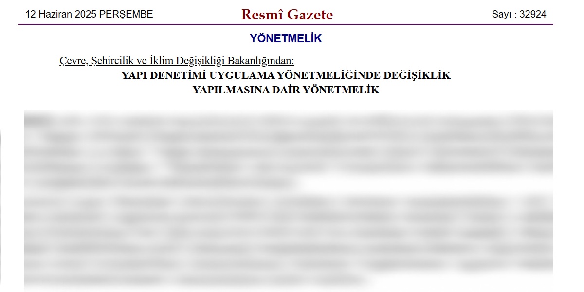 YAPI DENETİMİ UYGULAMA YÖNETMELİĞİNDE DEĞİŞİKLİK YAPILDI görseli