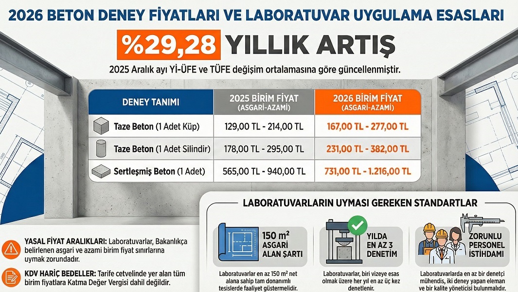 2026 Beton Deney Birim Fiyatları Belli Oldu: Sektörde Farklı Fiyat Uygulamaları Yasal mı?